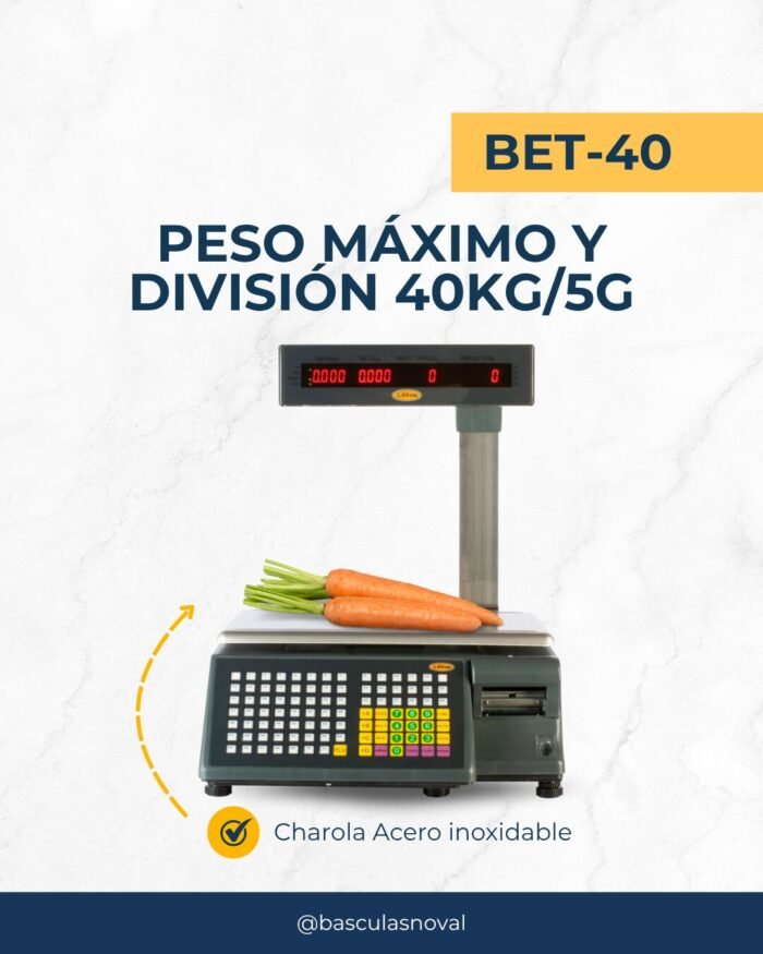 Bascula etiquetadora 40 kg Noval BET-40 - Imagen 4