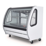 Vitrina Exhibidora Panorámica Vidrio Curvo Blanca 150cm Torrey TEM150B