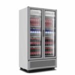 Refrigerador Vertical 2 Puertas Grises Cristal Luz Led 26 Pies (1023540) Imbera VRD26 D-G