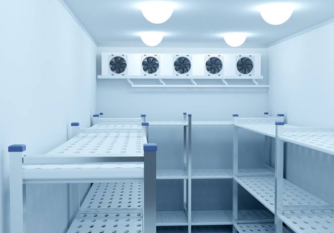 Interior de un cuarto de cámara fría para negocio