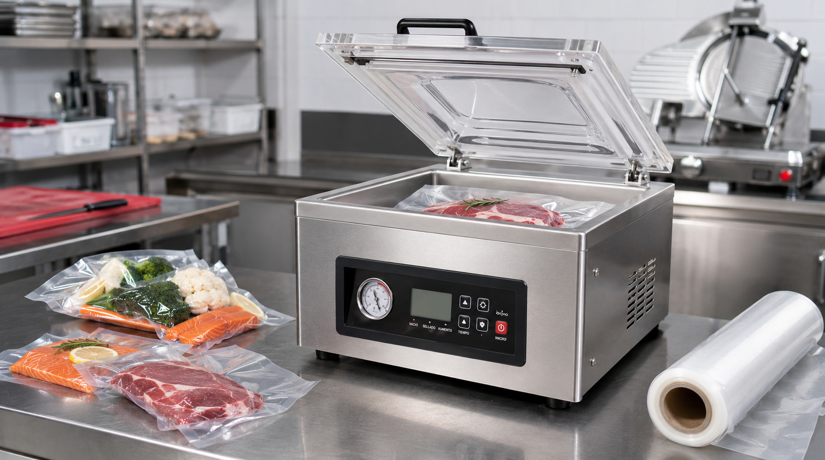 Empacadora al vacío industrial de cámara para alimentos