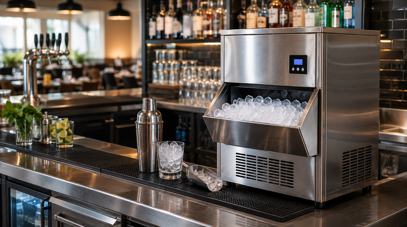 Máquina de hielo para negocio en área profesional de bebidas